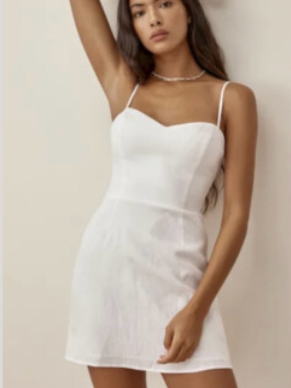 Reformation Roarke White Linen Mini Dress